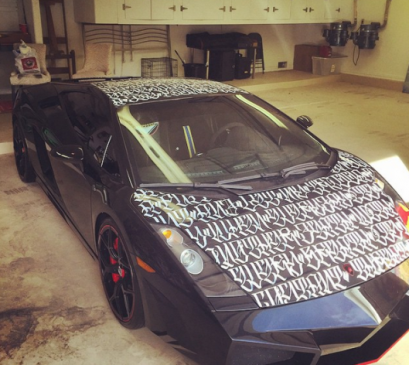 See what Chris Brown tattooed on his $500k Lamborghini